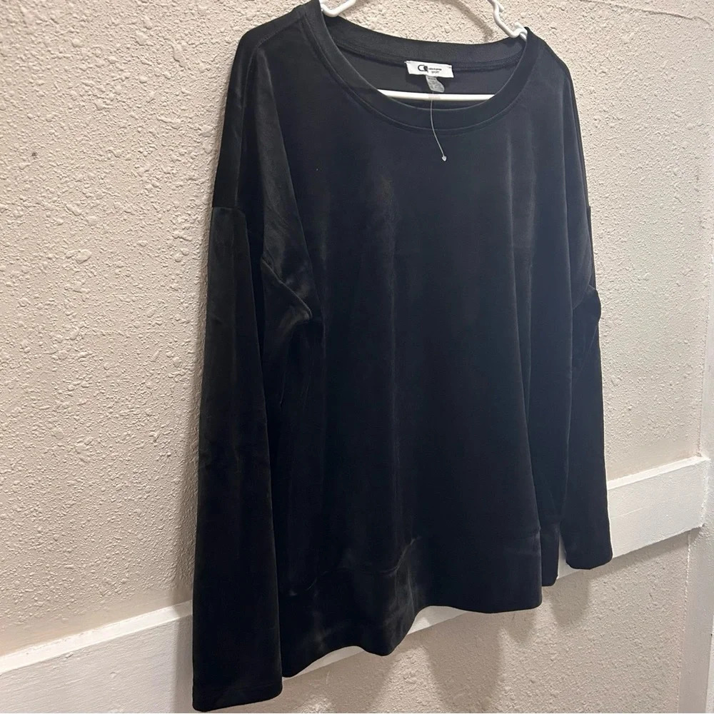 Cable & Gauge Sport Velour Black Sweatshirt Medium - Picture 3 of 7